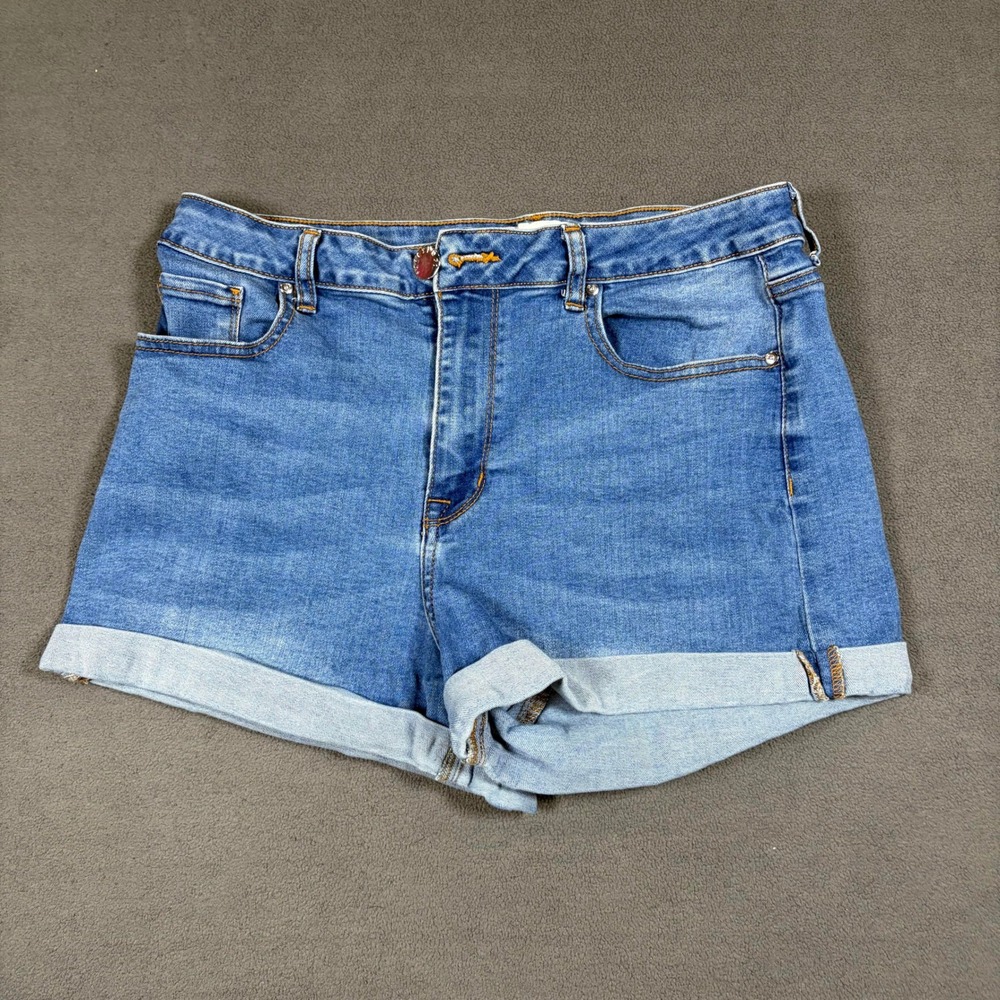 Forever 21 Denim Shorts Womens 31 Blue Cuffed Stretch 5-Pocket Casual